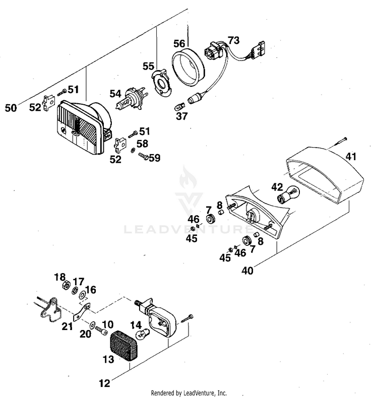 Head - Rear Light, Flasher 620 RXC Chassis - 1996 Schematic