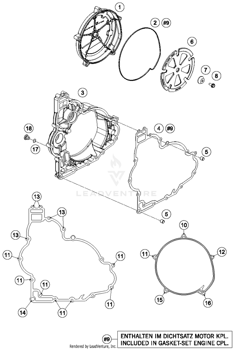 Clutch Cover 1290 SUPERDUKE R BLACK Engine - 2015 Schematic