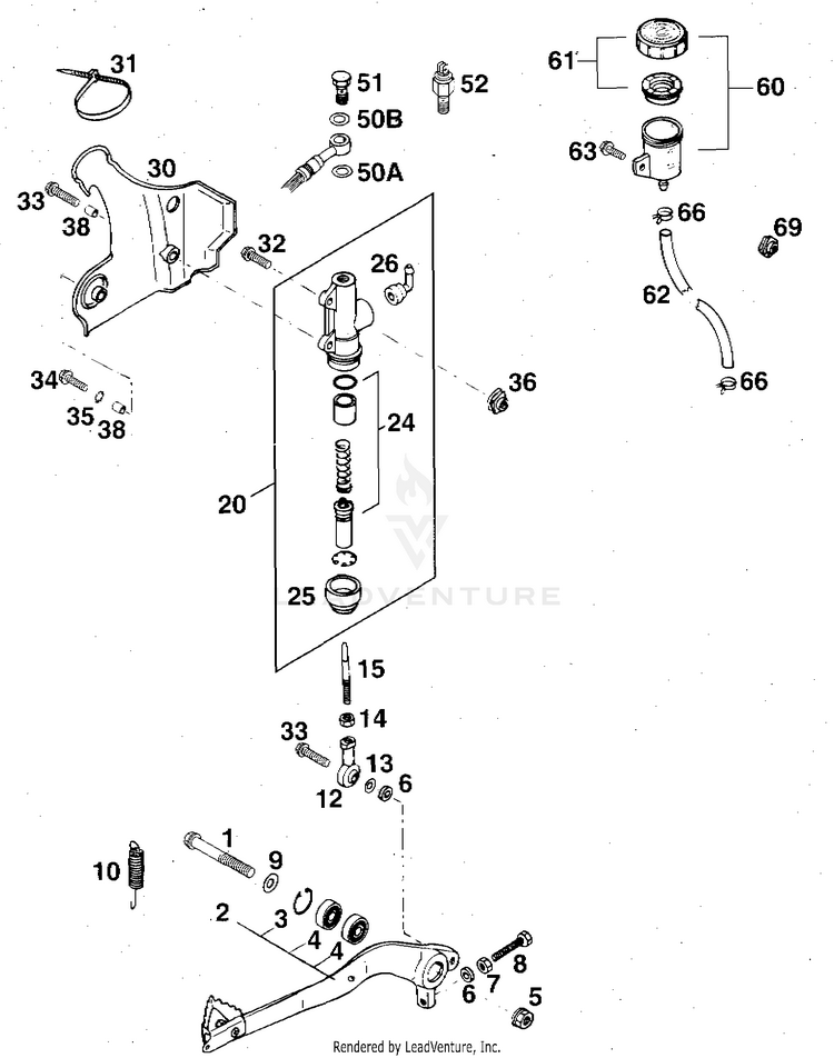 Rear Brake Control 360 MXC Chassis - 1997 Schematic