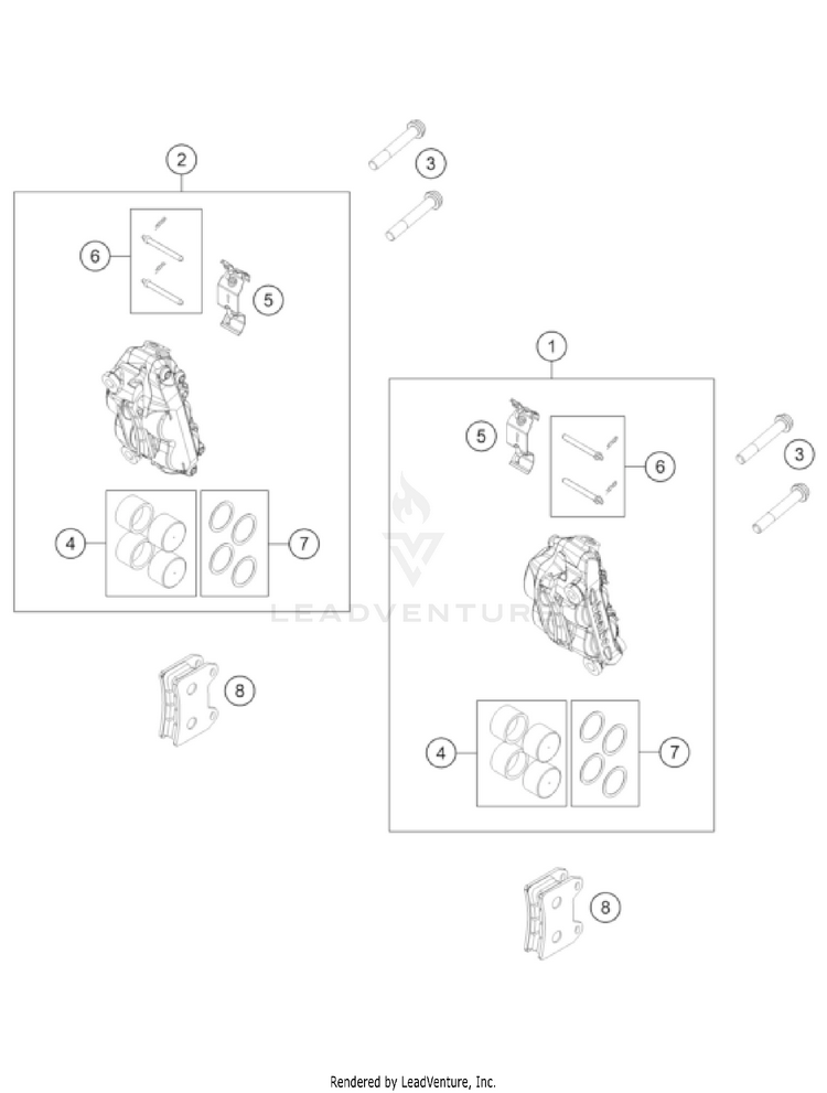 Front Brake Caliper 1290 SUPER ADVENTURE R OT US CHASSIS - 2022 Schematic