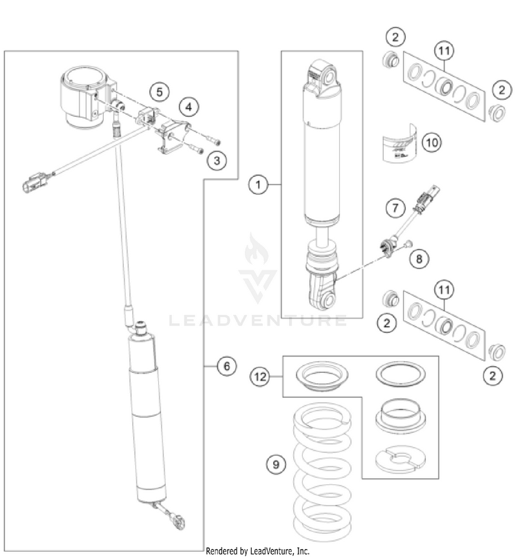 Shock Absorber Disassembled 1290 SUPER ADVENTURE S, grey CHASSIS - 2023 Schematic