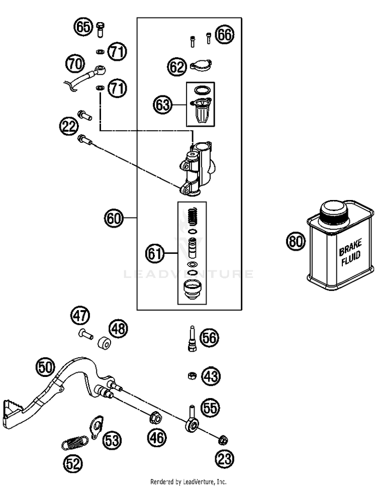 Rear Brake Control 50 SX Mini Chassis - 2013 Schematic