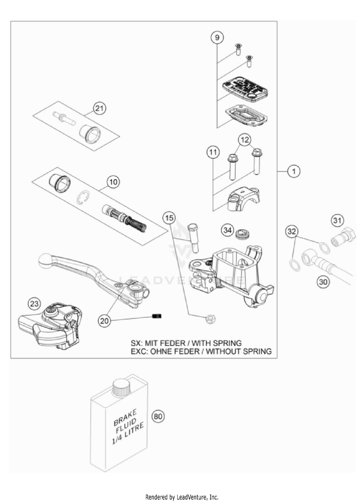 Front Brake Control 250 SX-F Chassis - 2022 Schematic