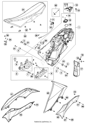 Tank, Seat, Cover Schematic