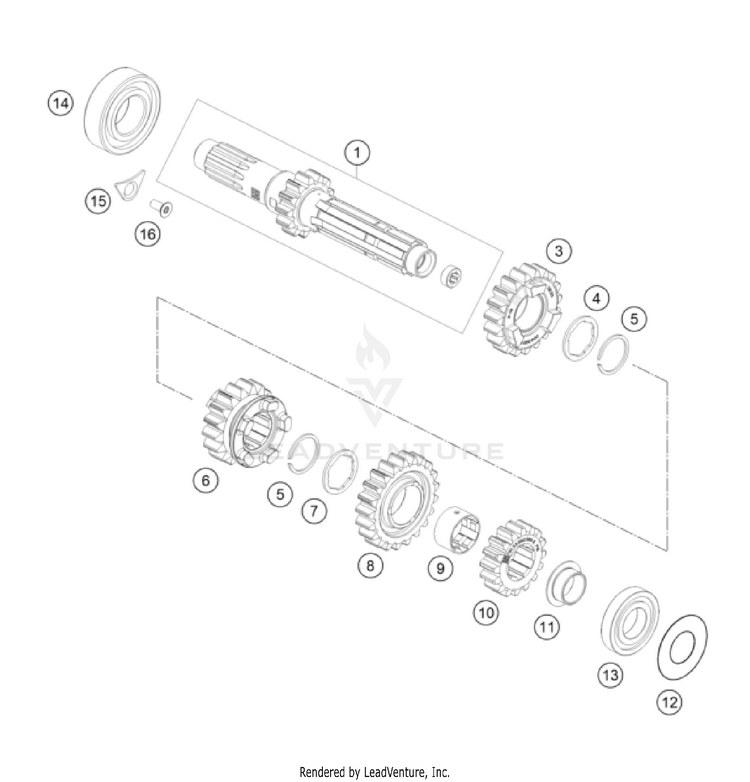 Transmission I - Main Shaft 250 SX-F Engine - 2023 Schematic