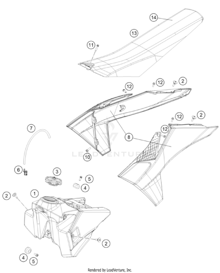 Tank, Seat 125 SX CHASSIS - 2023 Schematic