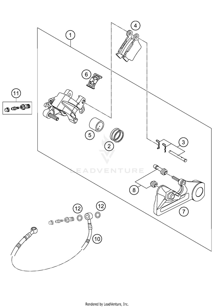Rear Brake Caliper 300 XC-W TPI CHASSIS - 2020 Schematic