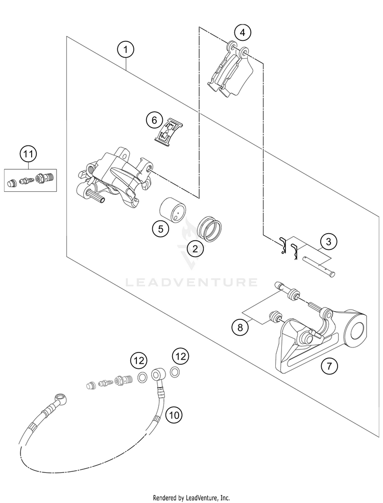 Rear Brake Caliper 250 XC-W TPI Chassis - 2021 Schematic