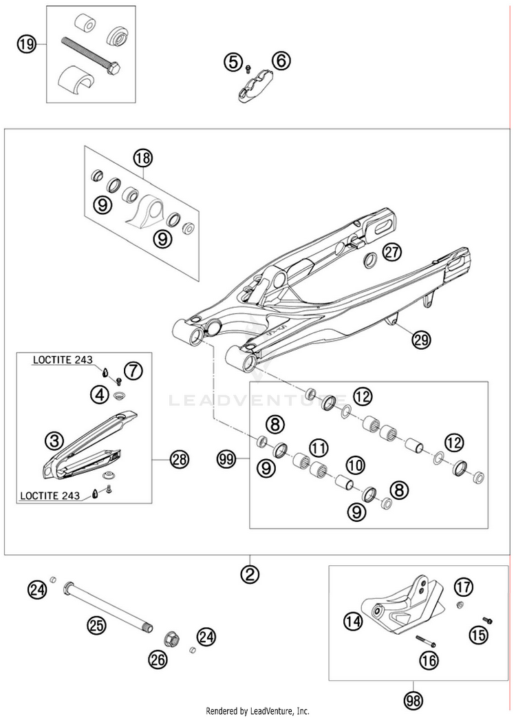 Swing Arm 250 SX-F Chassis - 2010 Schematic
