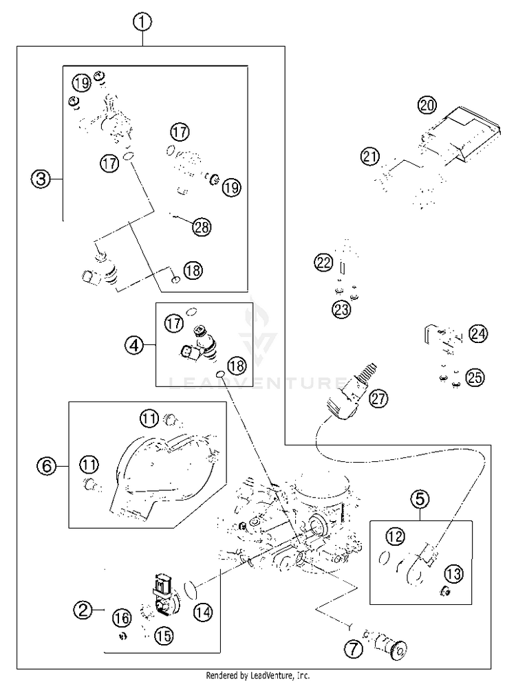 Throttle Body 350 EXC-F Engine - 2013 Schematic