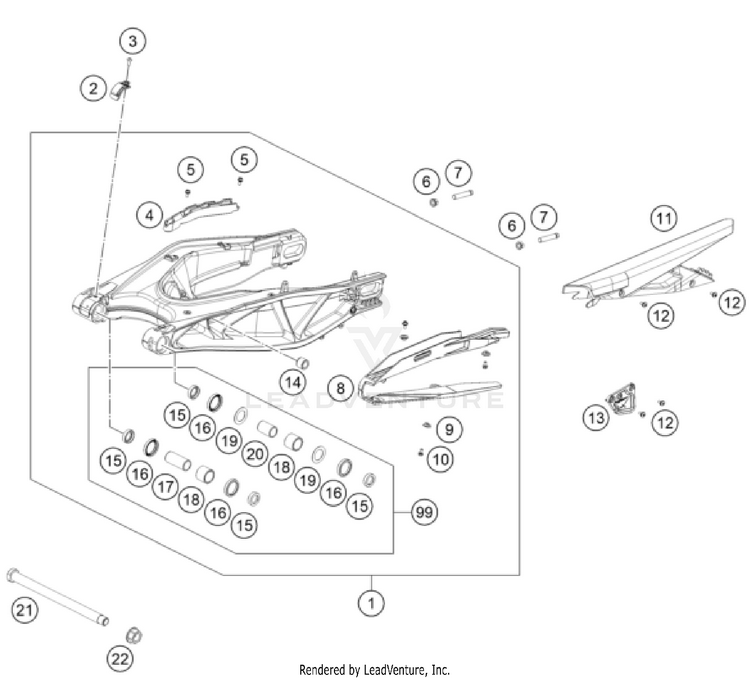 Swing Arm 1290 SUPER ADVENTURE S, grey CHASSIS - 2023 Schematic
