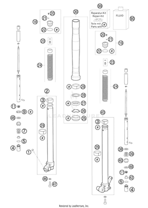 Front Fork, Disassembled Schematic