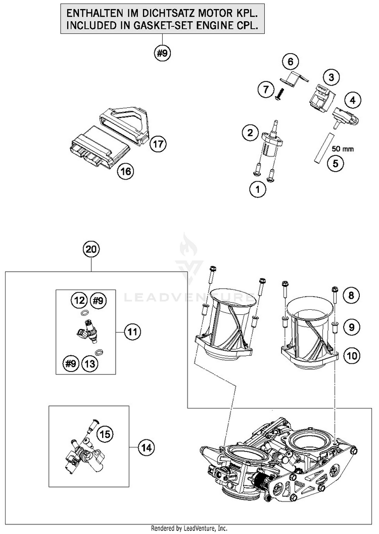 Throttle Body 1290 SUPER ADVENTURE R ENGINE - 2018 Schematic
