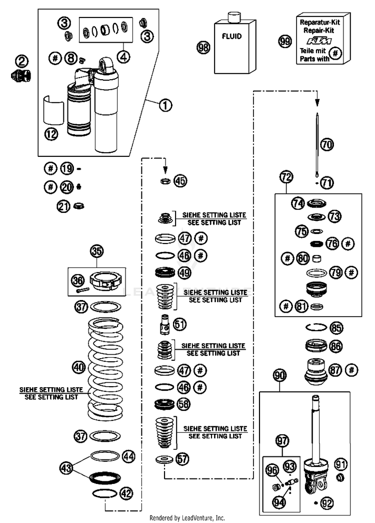 Monoshock Disassembled 505 SX-F Chassis - 2008 Schematic