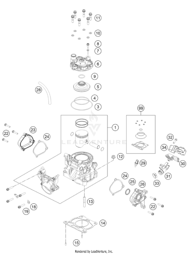 Cylinder, Cylinder Head 150 XC-W US ENGINE - 2024 Schematic