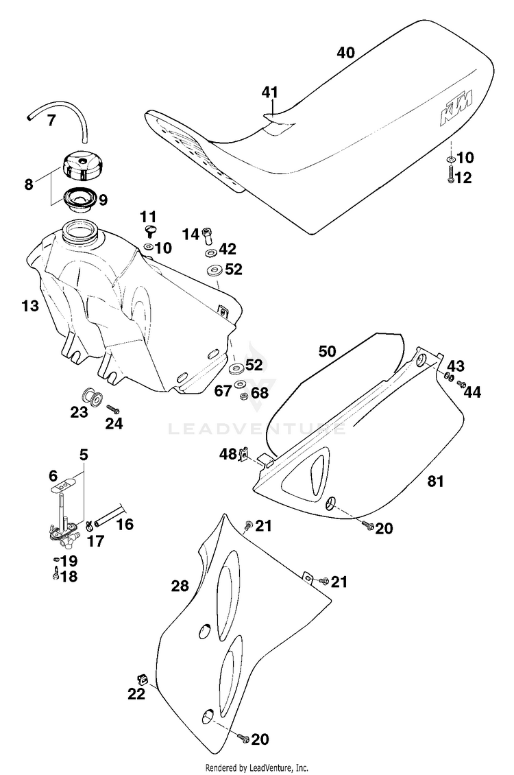 Tank, Seat, Cover 620 R Chassis - 1998 Schematic