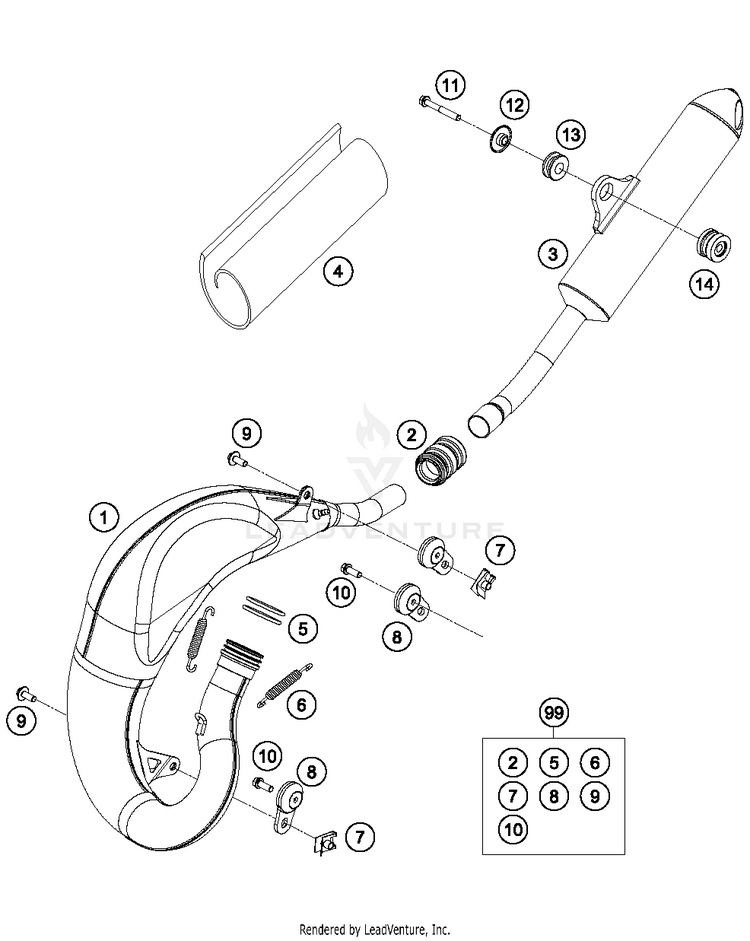 Exhaust System 65 SX MINI CHASSIS - 2018 Schematic
