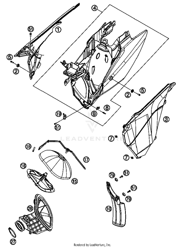 Air Filter 450 SX-F FACT. REPL. USA Chassis - 2012 Schematic