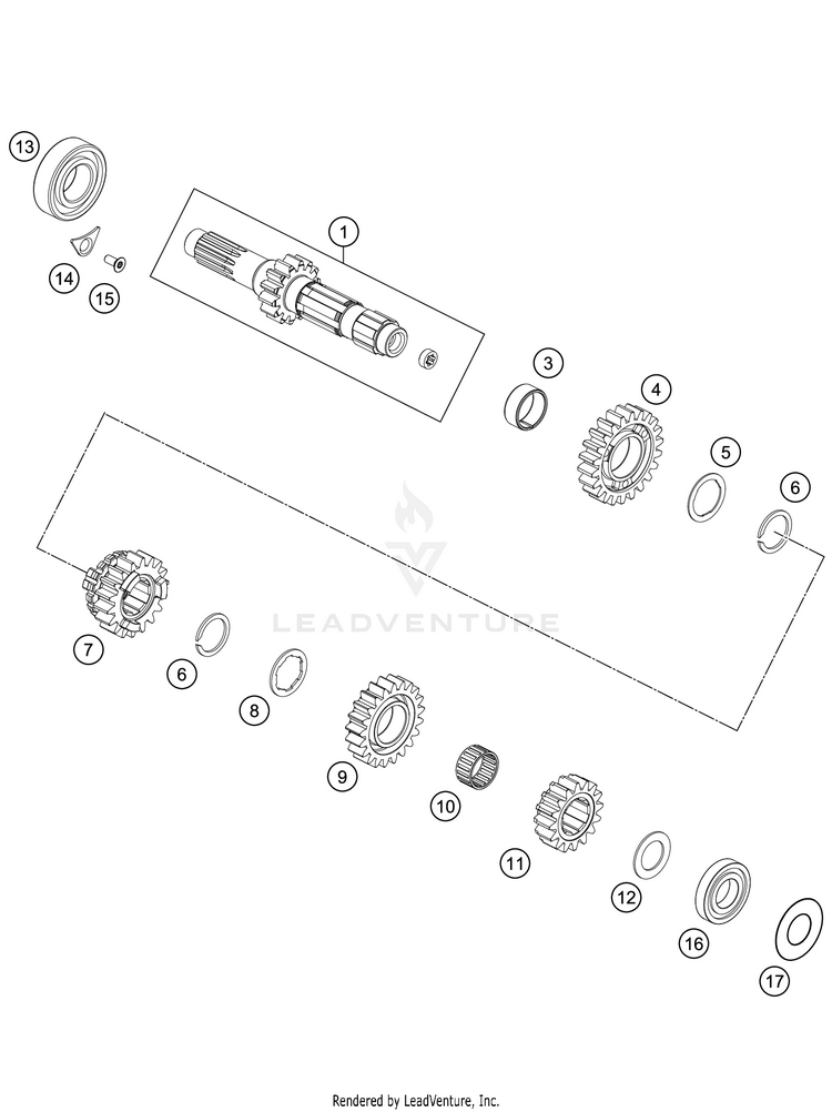 Transmission I - Main Shaft 350 SX-F Engine - 2021 Schematic