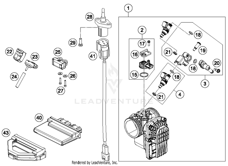 Throttle Body 690 DUKE WHITE Engine - 2016 Schematic