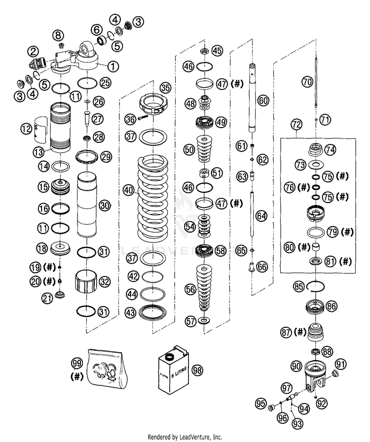Shock Absorber Wp Disassembled 300 MXC Chassis - 2003 Schematic