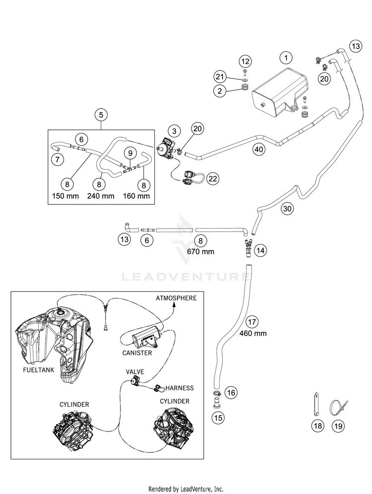 Evaporative Canister 1290 SUPER ADVENTURE R CHASSIS - 2019 Schematic