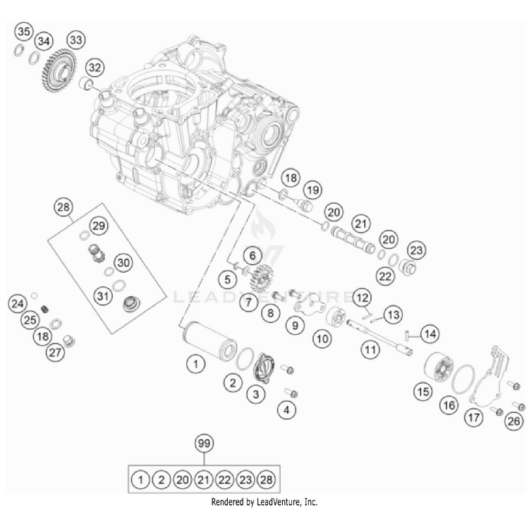Lubricating System 500 EXC-F USA Engine - 2022 Schematic