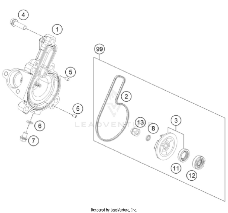 Water Pump 390 Adventure ENGINE - 2024 Schematic