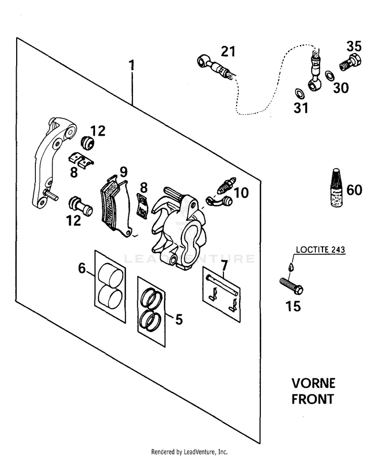 Brake Caliper Front 250 MXC Chassis - 2001 Schematic
