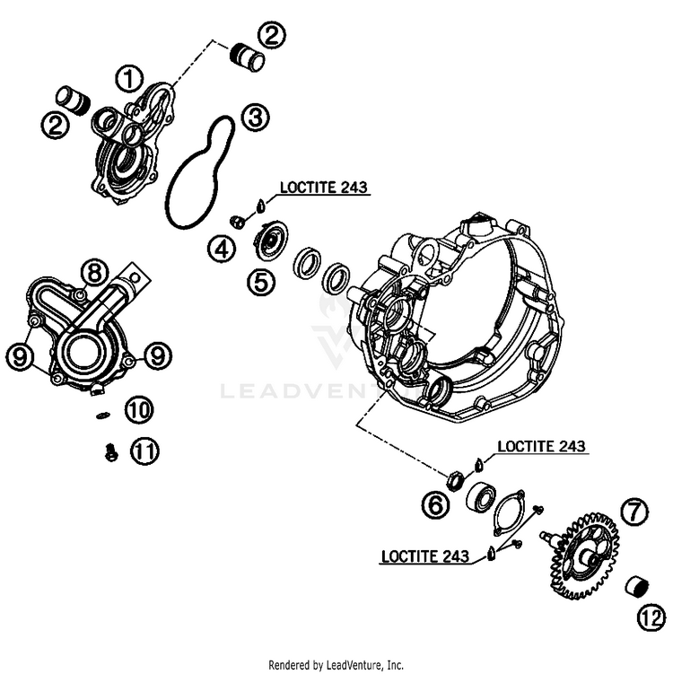Water Pump 505 SX-F Engine - 2008 Schematic