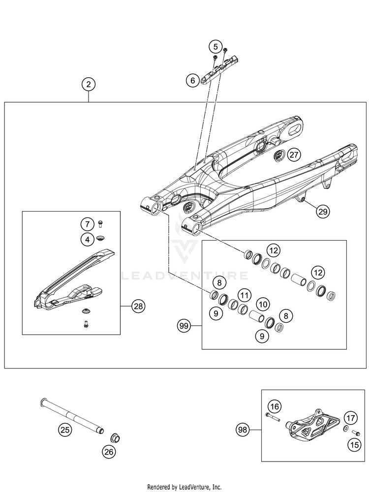 Swing Arm 250 XC TPI Chassis - 2021 Schematic