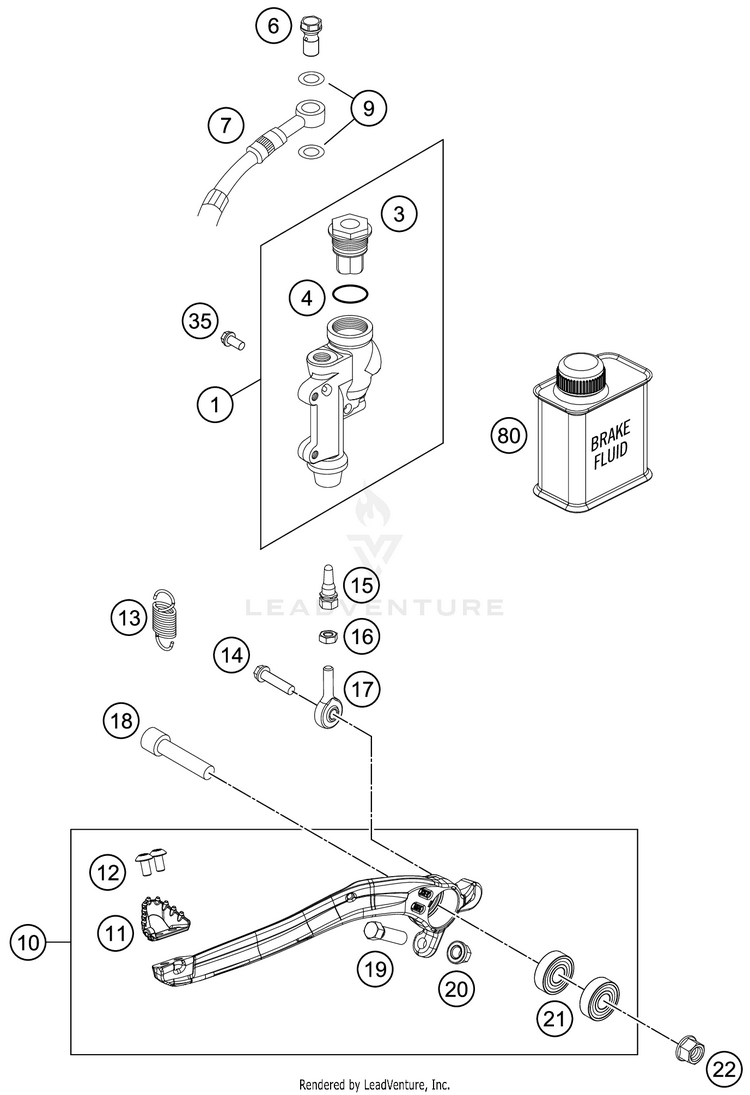 Rear Brake Control 150 XC-W TPI CHASSIS - 2020 Schematic