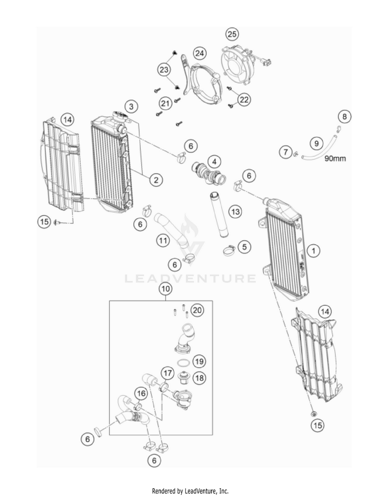 Cooling System 500 EXC-F USA Engine - 2023 Schematic