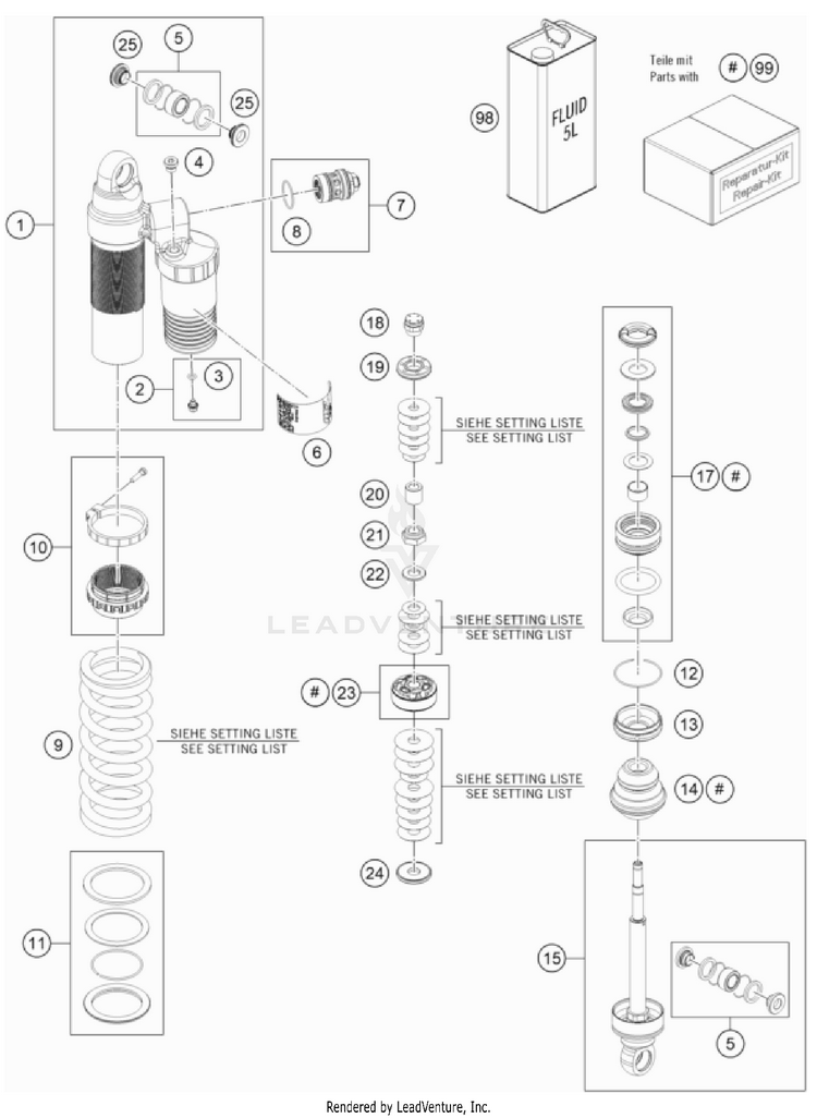 Shock Absorber Disassembled FREERIDE E-XC CHASSIS - 2023 Schematic