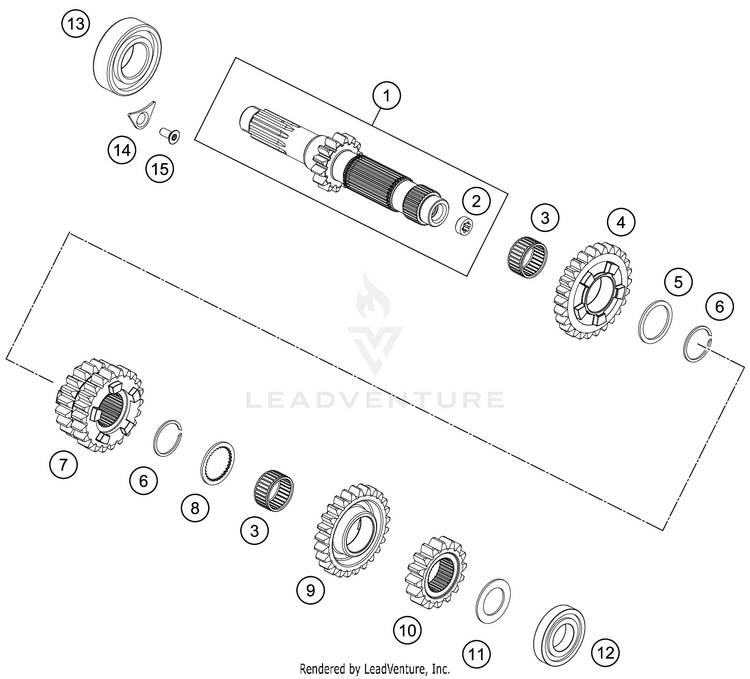 Transmission I - Main Shaft 250 XC TPI ENGINE - 2020 Schematic