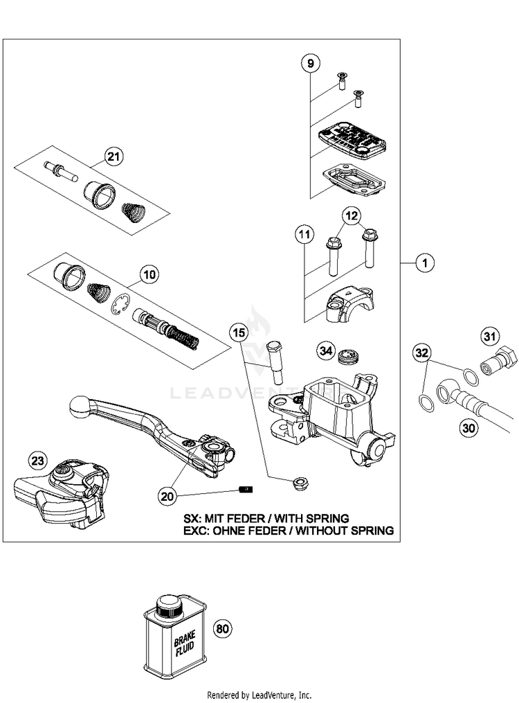 Front Brake Control 250 XC-W TPI CHASSIS - 2018 Schematic