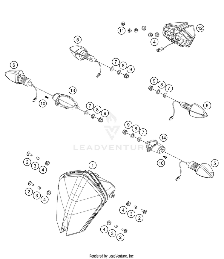 Lighting System 890 ADV R RALLY Chassis - 2021 Schematic
