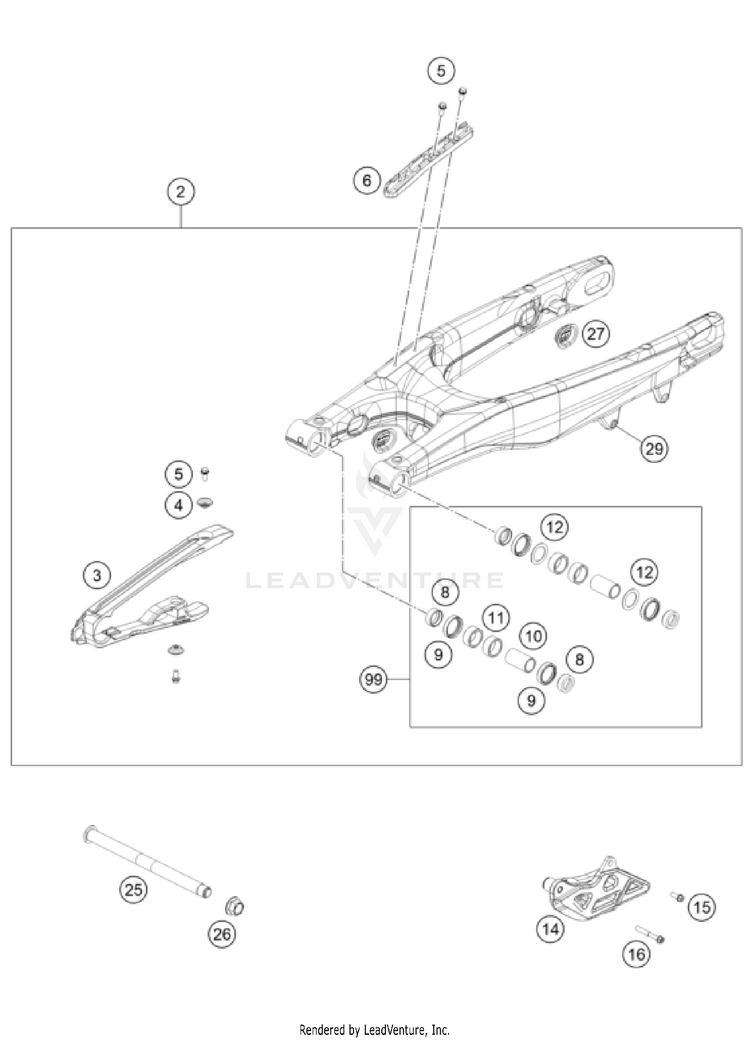 Swing Arm 350 XC-F CHASSIS - 2024 Schematic