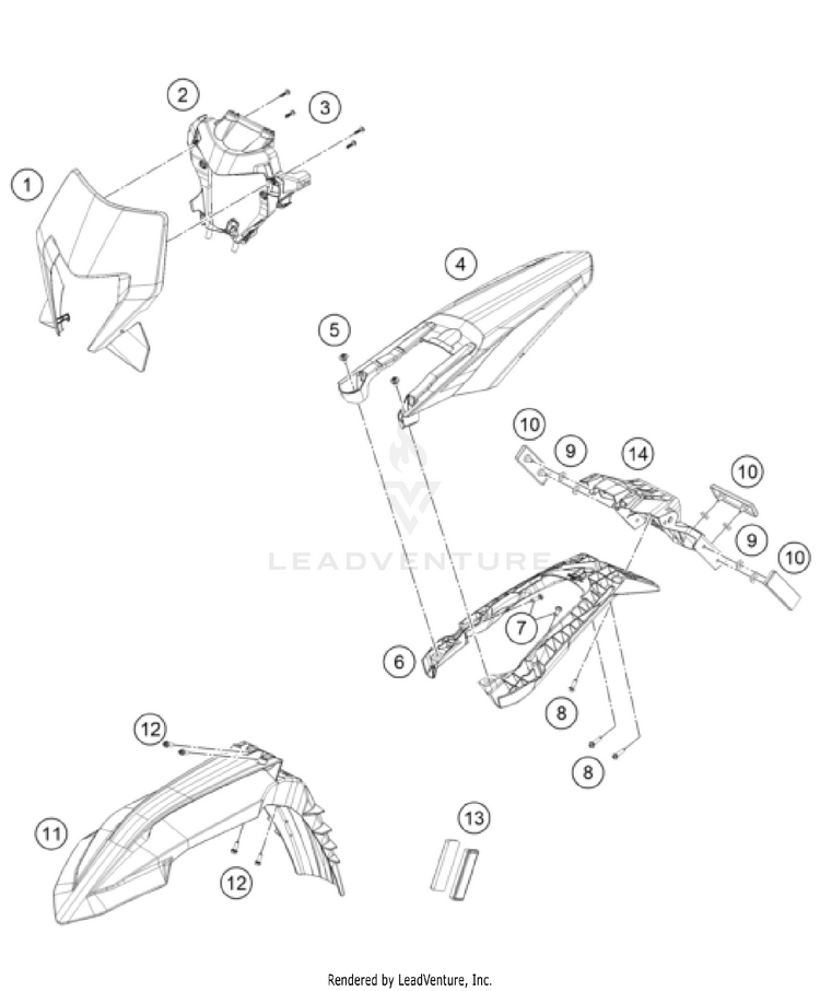 Mask, Fenders 350 EXC-F CHASSIS - 2026 Schematic