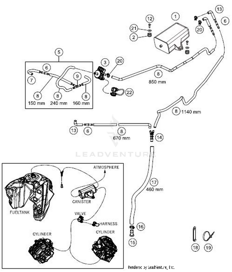 Evaporative Canister 1290 SUPER ADVENTURE R CHASSIS - 2018 Schematic