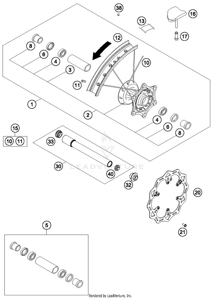 Front Wheel 350 EXC-F CHASSIS - 2019 Schematic