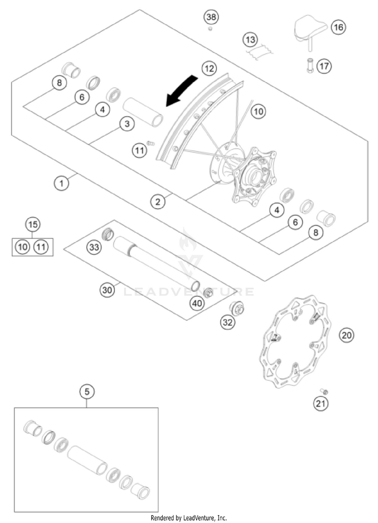 Front Wheel 350 EXC-F CHASSIS - 2026 Schematic