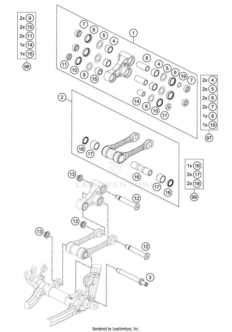 Pro Lever Linking 450 SX-F FACTORY EDITION CHASSIS - 2019 Schematic