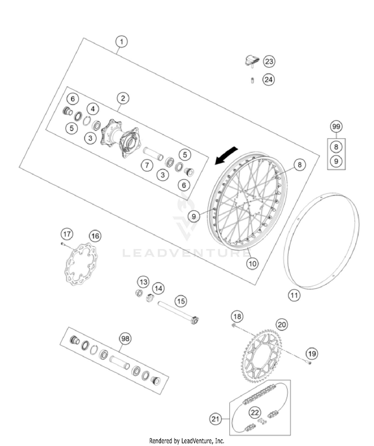 Rear Wheel FREERIDE E-XC CHASSIS - 2023 Schematic