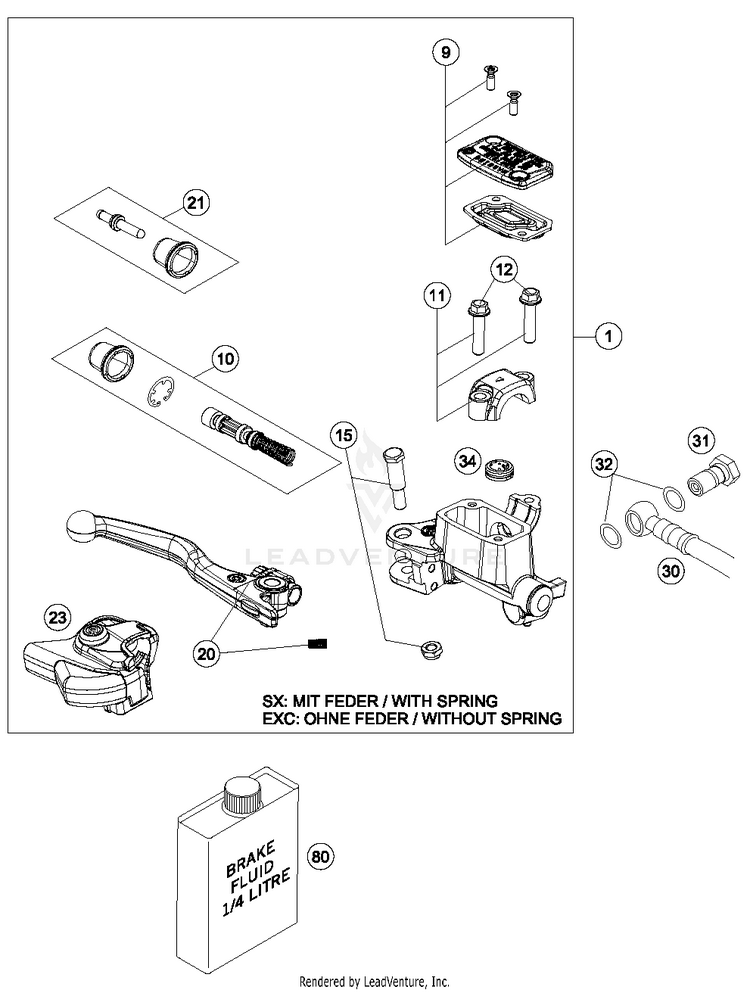 Hand Brake Cylinder 250 XC Chassis - 2014 Schematic