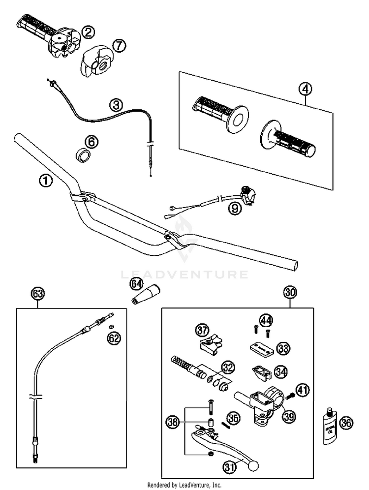 Handlebar, Controls 65 SX Chassis - 2007 Schematic