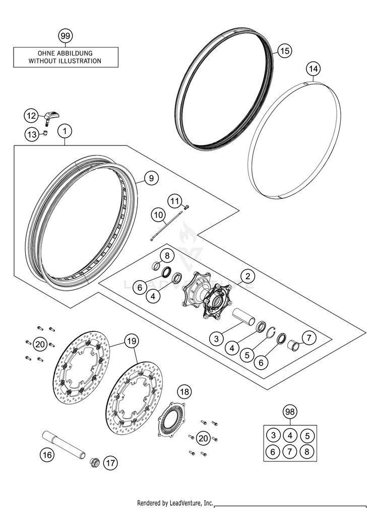 Front Wheel 1290 SUPER ADVENTURE R CHASSIS - 2019 Schematic