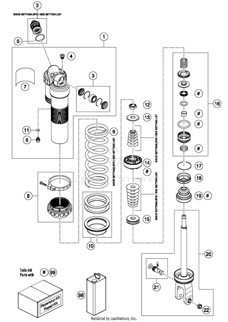 Shock Absorber Disassembled 250 SX-F CHASSIS - 2019 Schematic