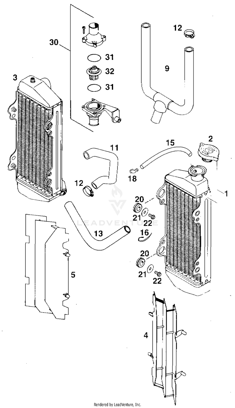 Cooling System 360 MXC Engine - 1997 Schematic