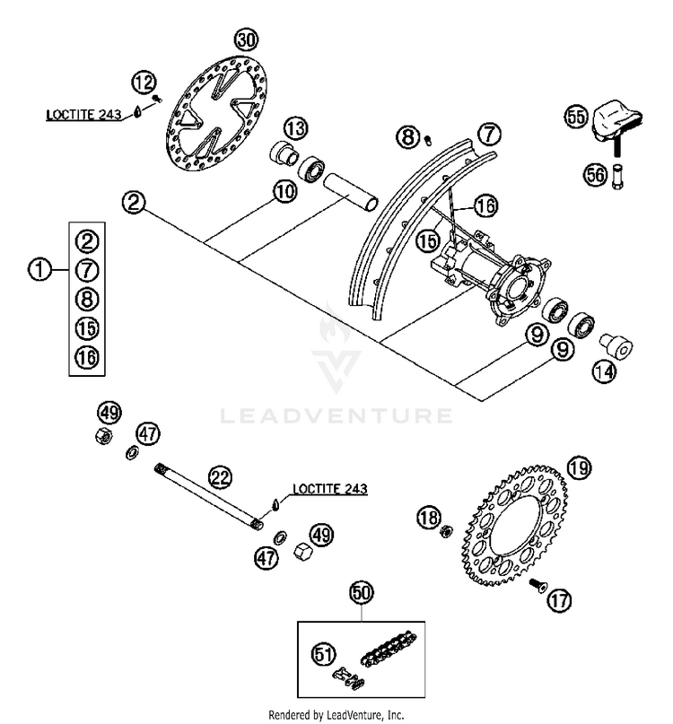 Rear Wheel 65 SX Chassis - 2007 Schematic